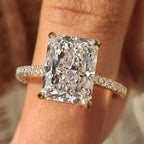 Hidden Halo Radiant Engagement Ring in Pave Setting