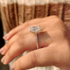 Hidden Halo Radiant Engagement Ring in Pave Setting
