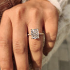 Hidden Halo Radiant Engagement Ring in Pave Setting