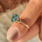 Cyan Blue Portuguese Cut Moissanite Ring