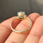 Cyan Blue Portuguese Cut Moissanite Ring
