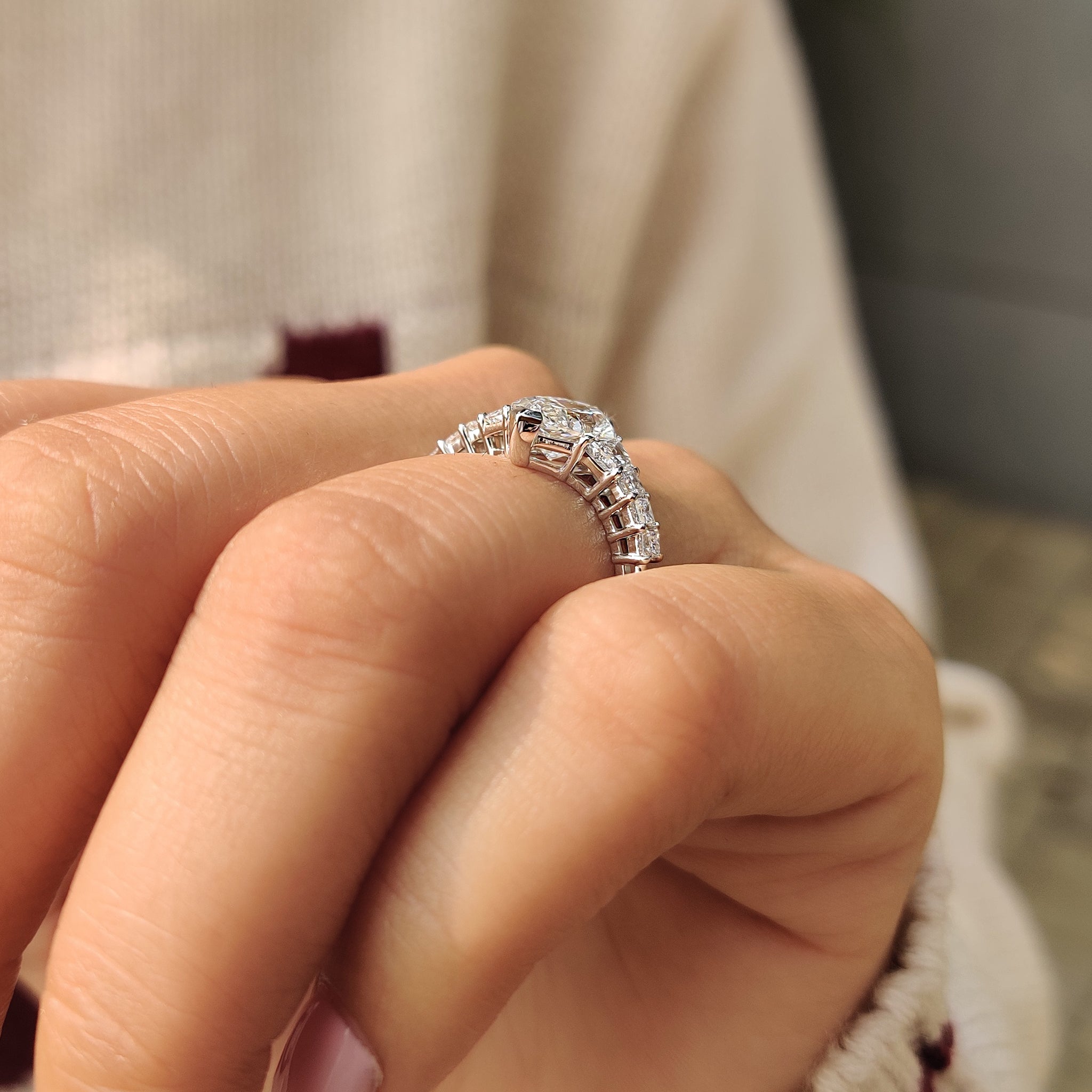 Dutch Marquise Ring With Trapezoid and Princess Side Stone