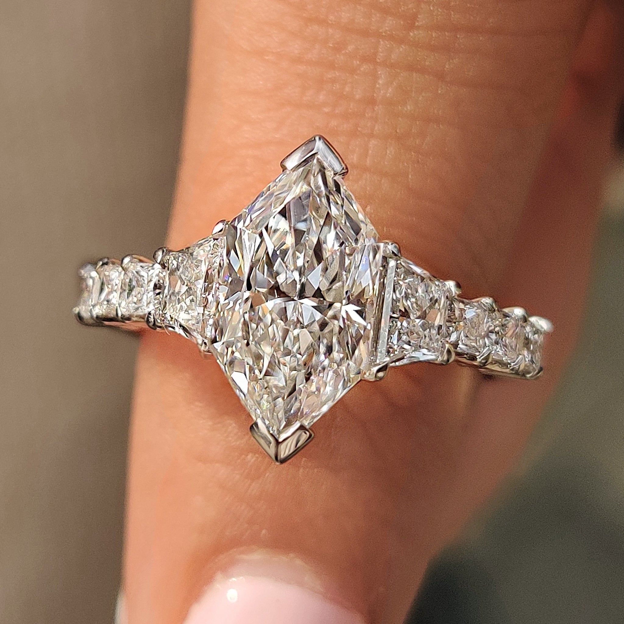 Dutch Marquise Ring With Trapezoid and Princess Side Stone Main image
