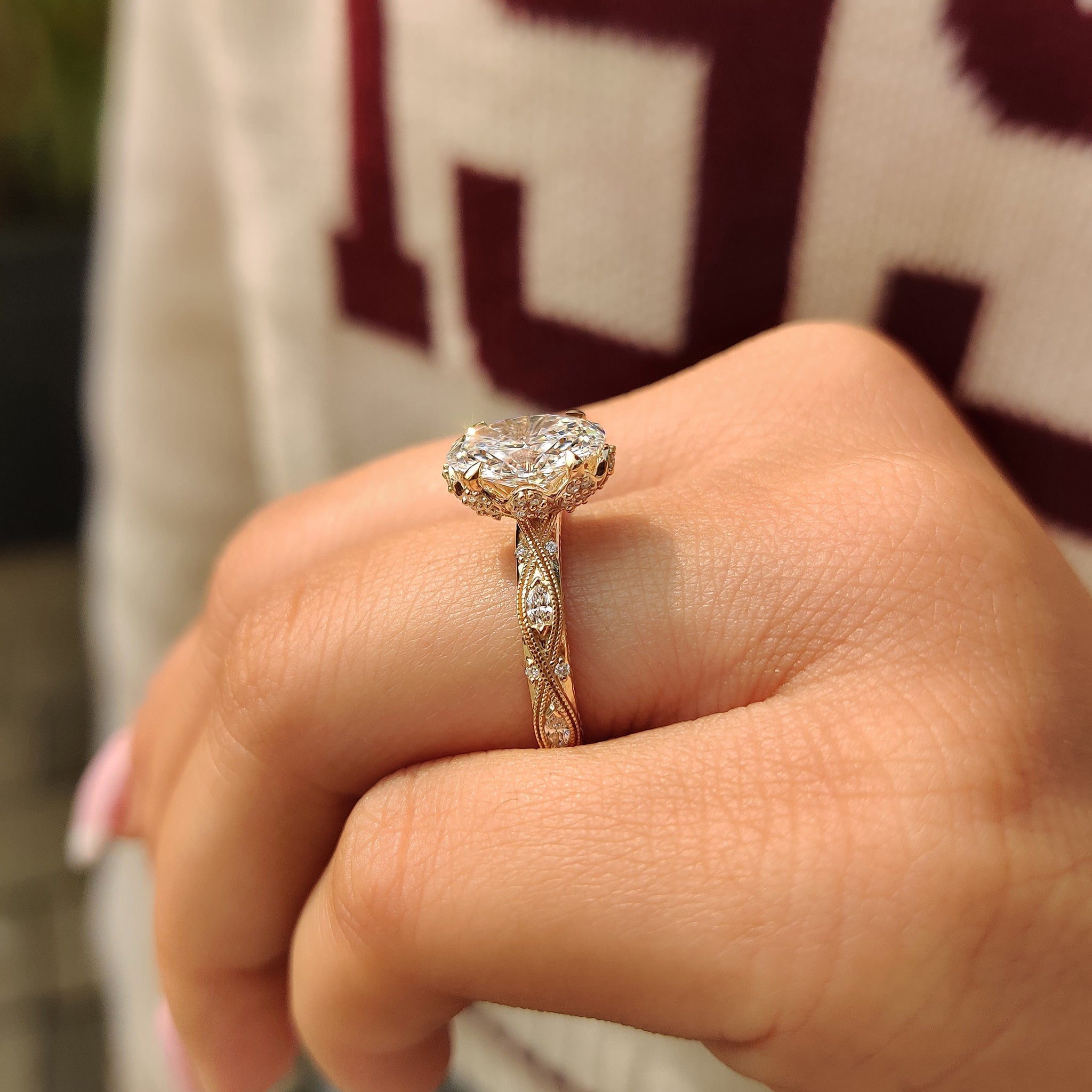 Vintage Art Deco Oval Cut Diamond Ring