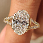 Oval Shaped Diamond Ring With Split Shank Band