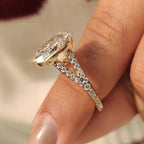 Oval Shaped Diamond Ring With Split Shank Band