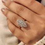 Dutch Marquise Diamond Ring In Halo Setting