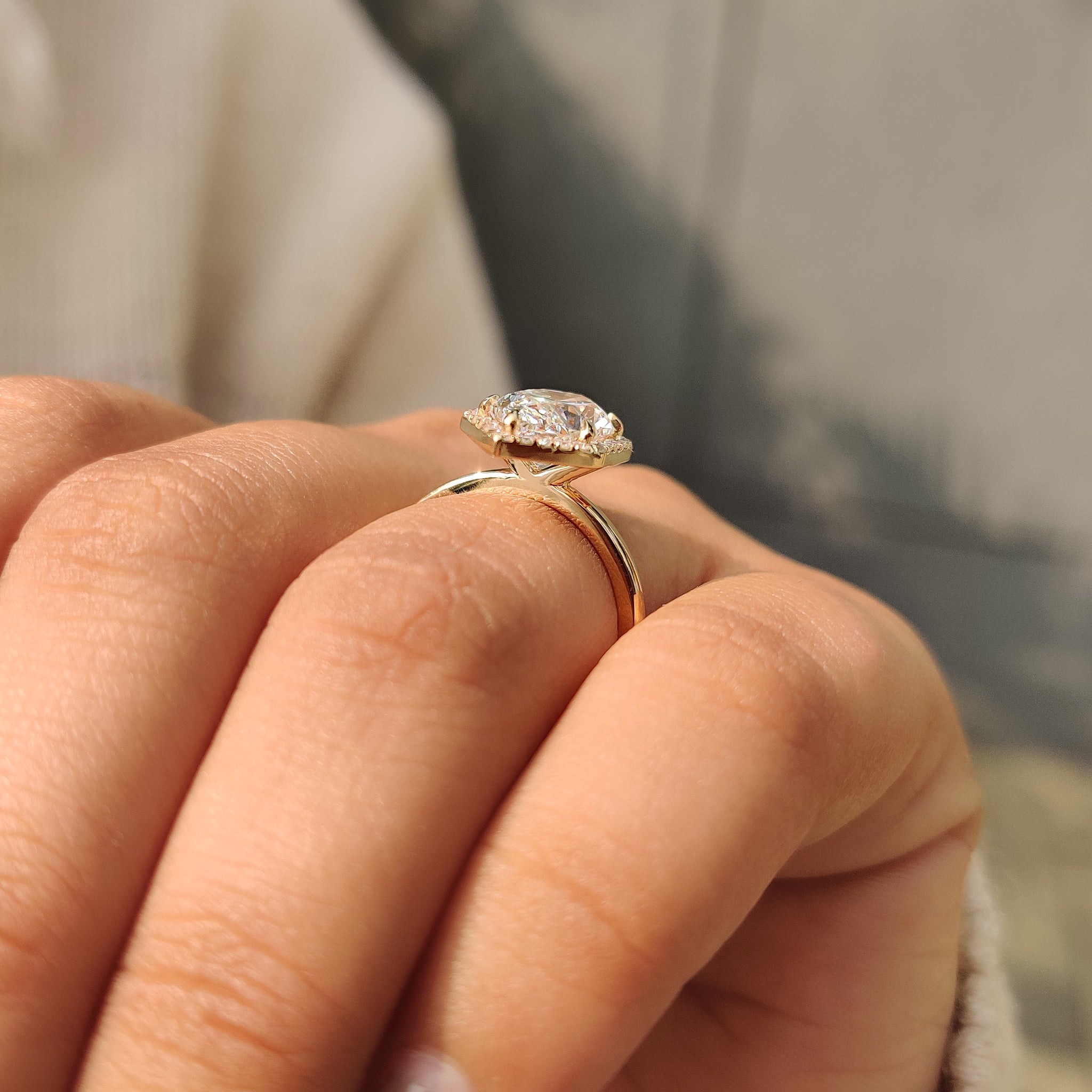 Dutch Marquise Diamond Ring In Halo Setting