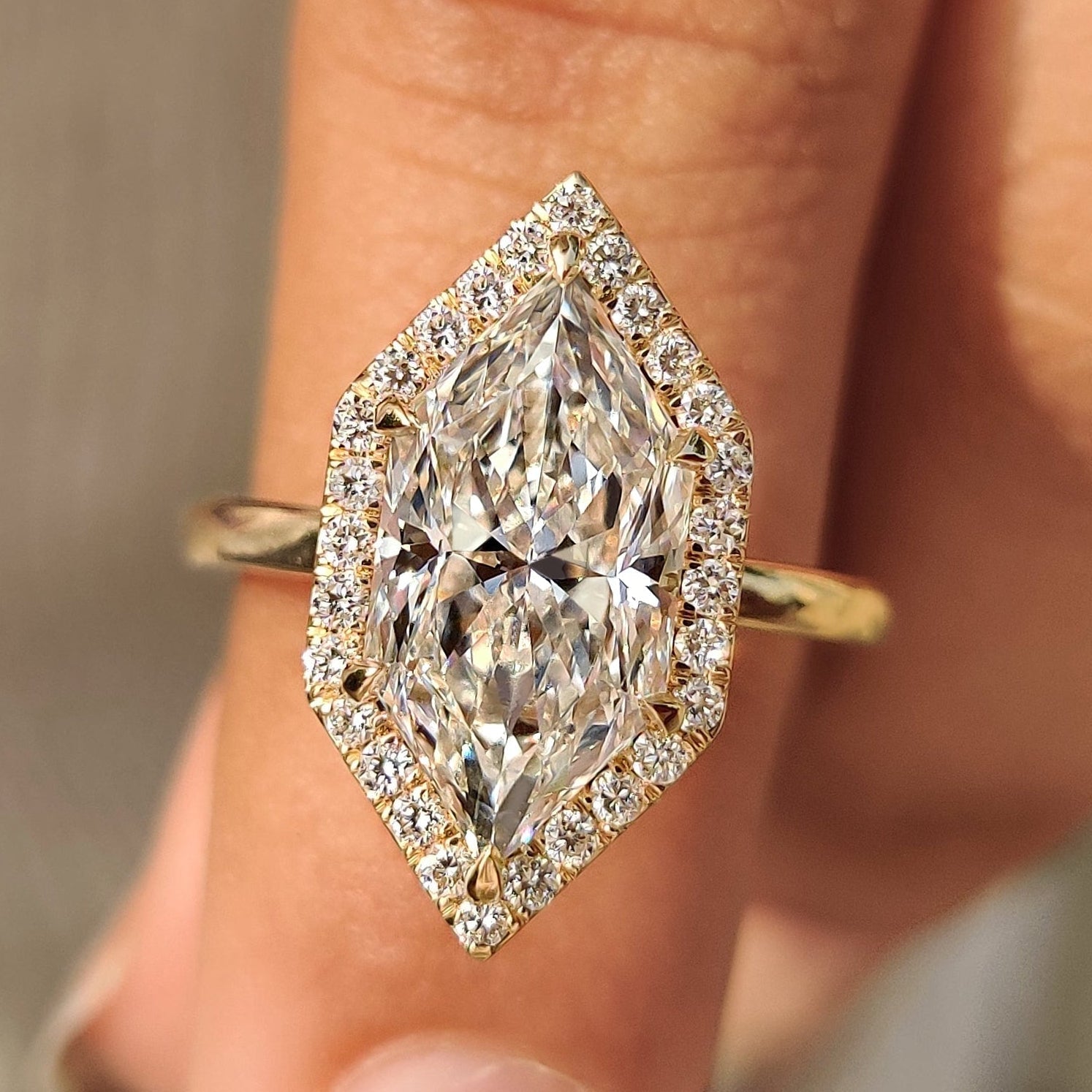 Dutch Marquise Diamond Ring In Halo Setting Main image