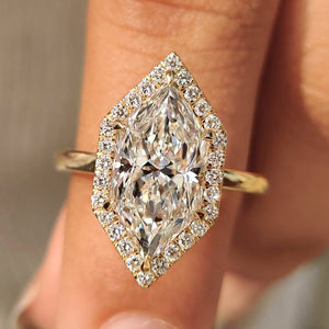 Dutch Marquise Diamond Ring In Halo Setting