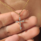 Cross Marquise Diamond Pendant with round in Bunny Ear
