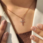 Cross Marquise Diamond Pendant with round in Bunny Ear