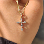 Cross Marquise Diamond Pendant with round in Bunny Ear