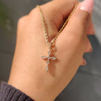 Cross Marquise Diamond Pendant with round in Bunny Ear