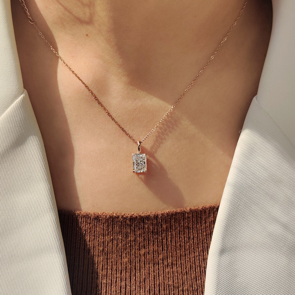 Radiant Cut Pendant Set In Four Claw Prong