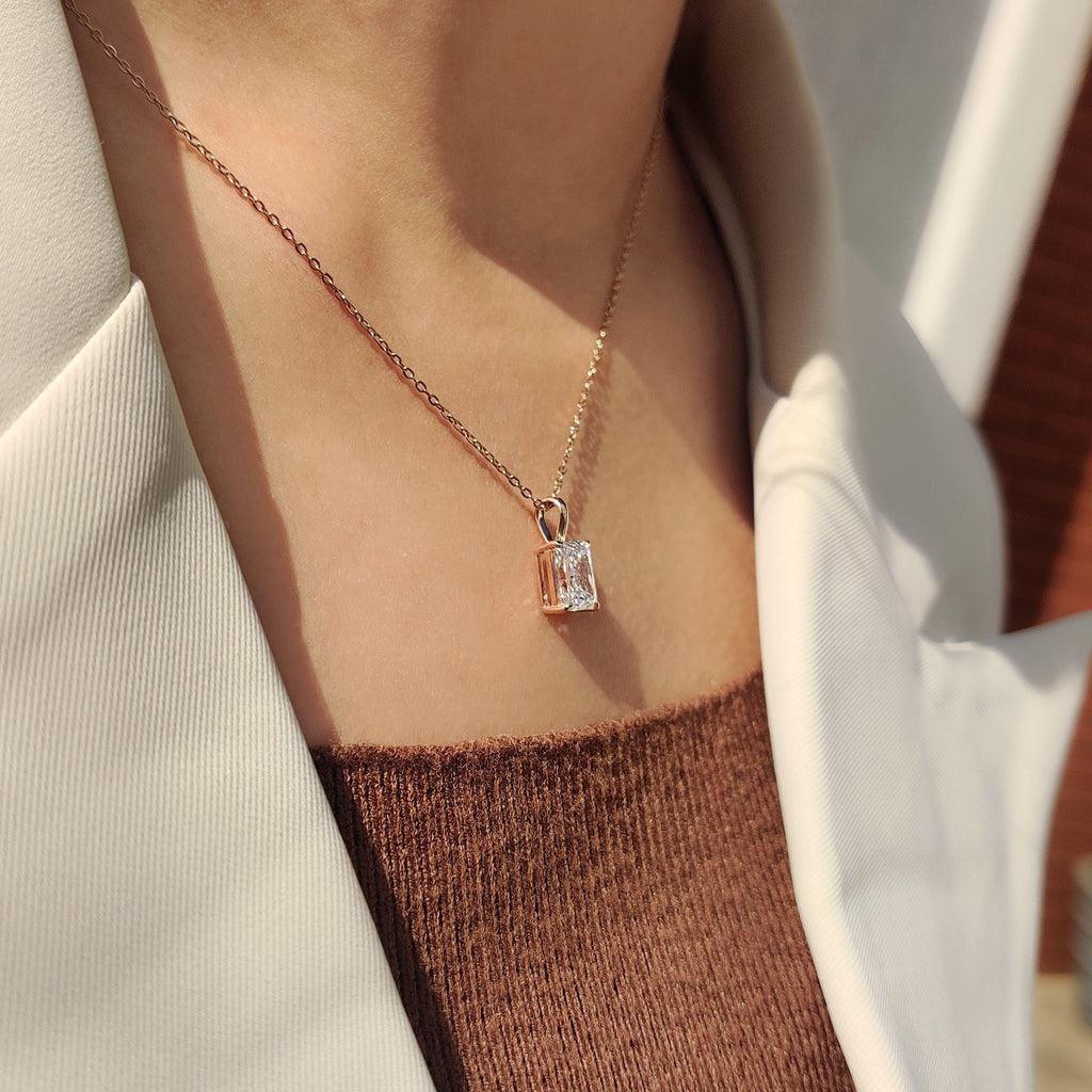 Radiant Cut Pendant Set In Four Claw Prong