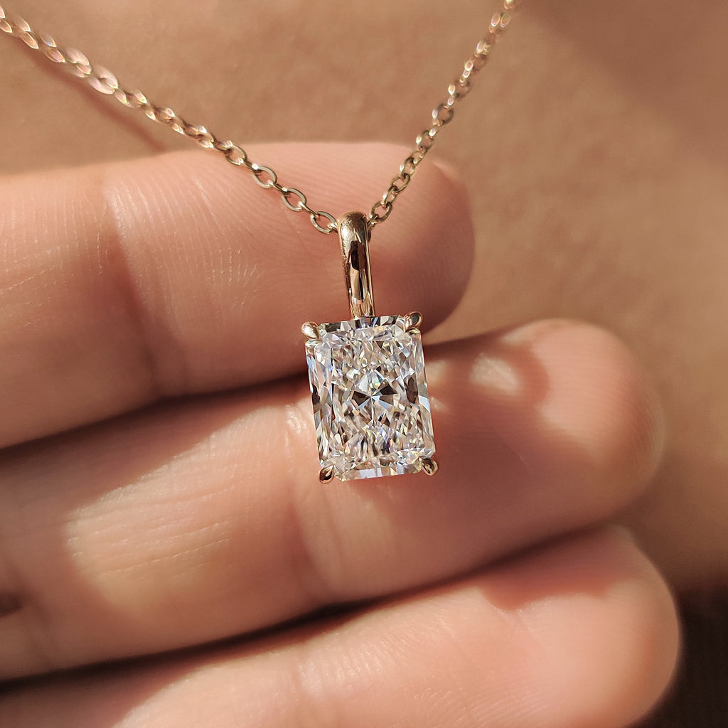 Radiant Cut Pendant Set In Four Claw Prong