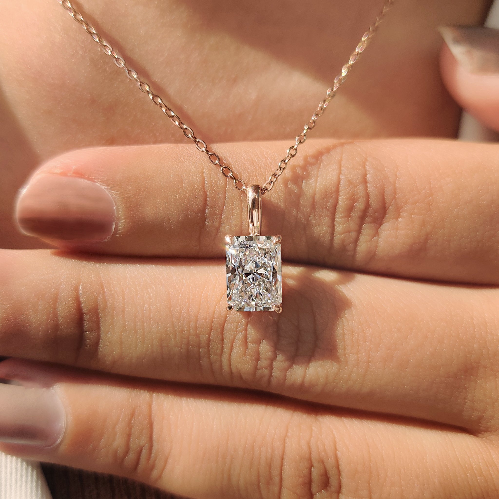 Radiant Cut Pendant Set In Four Claw Prong
