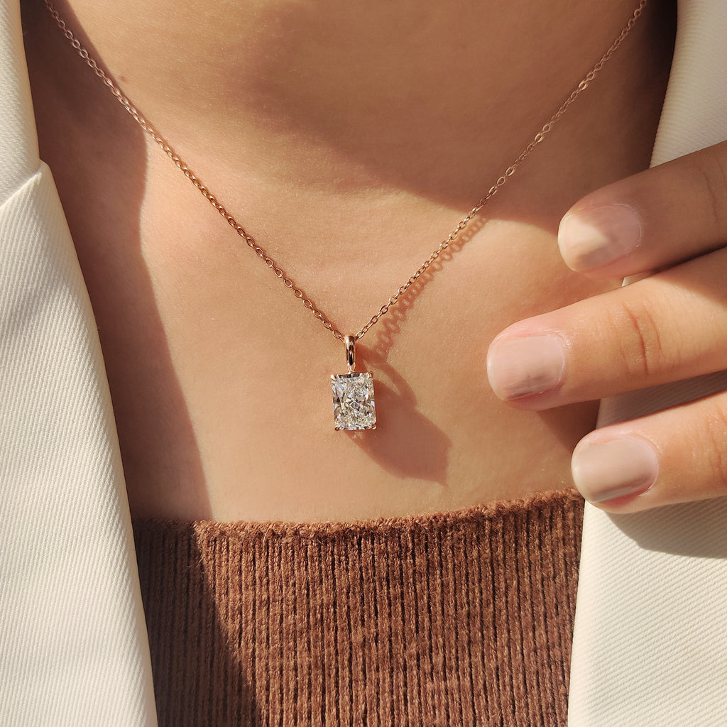 Radiant Cut Pendant Set In Four Claw Prong
