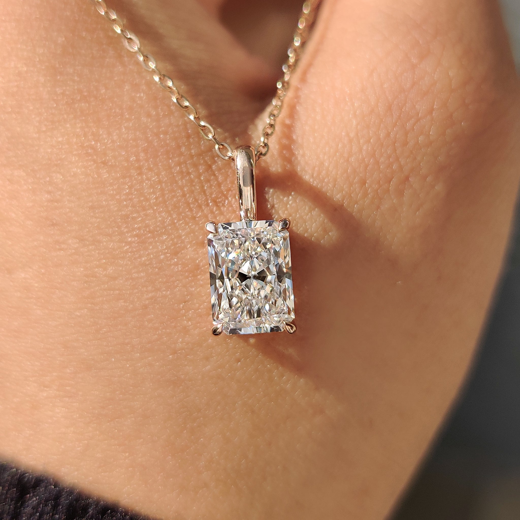 Radiant Cut Pendant Set In Four Claw Prong