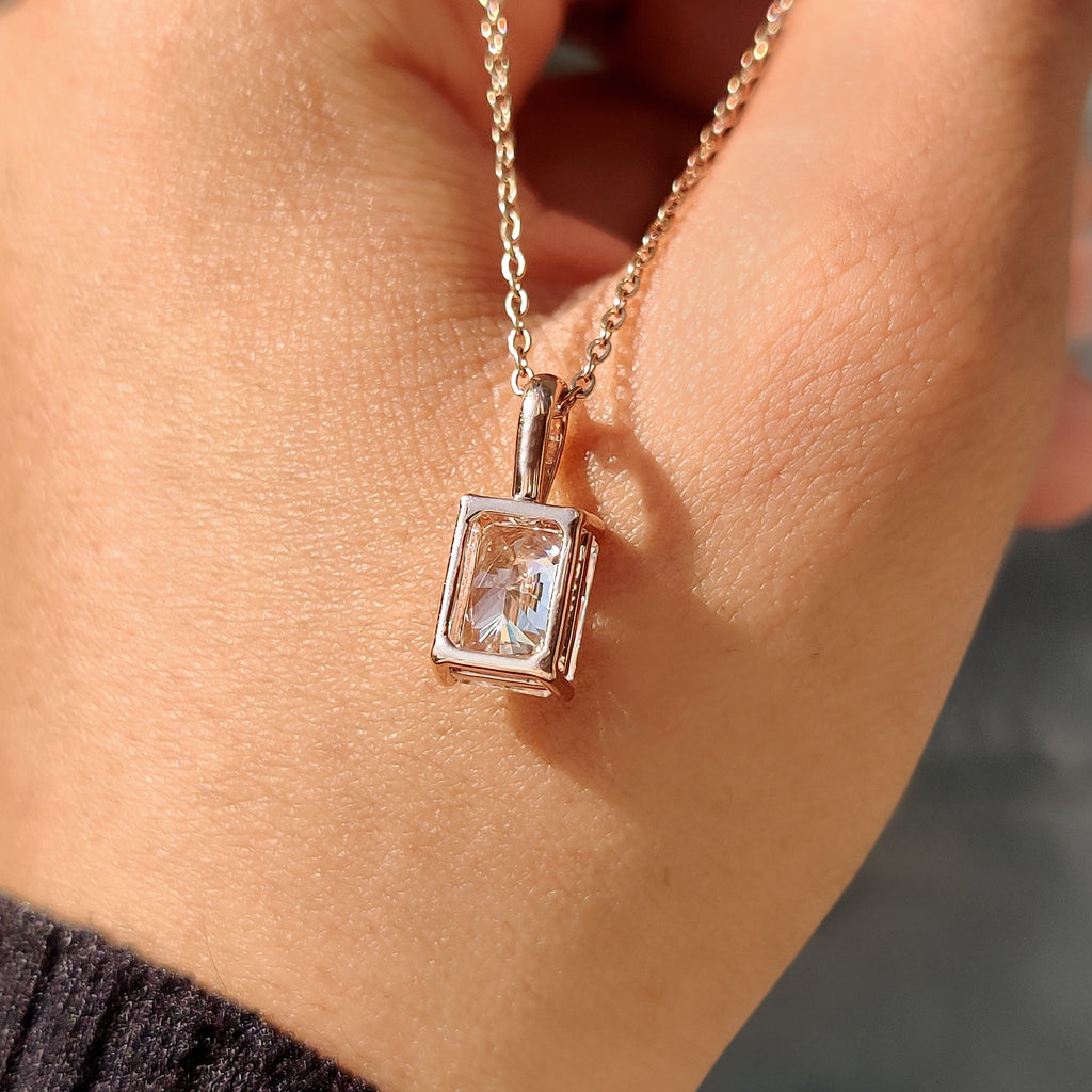 Radiant Cut Pendant Set In Four Claw Prong