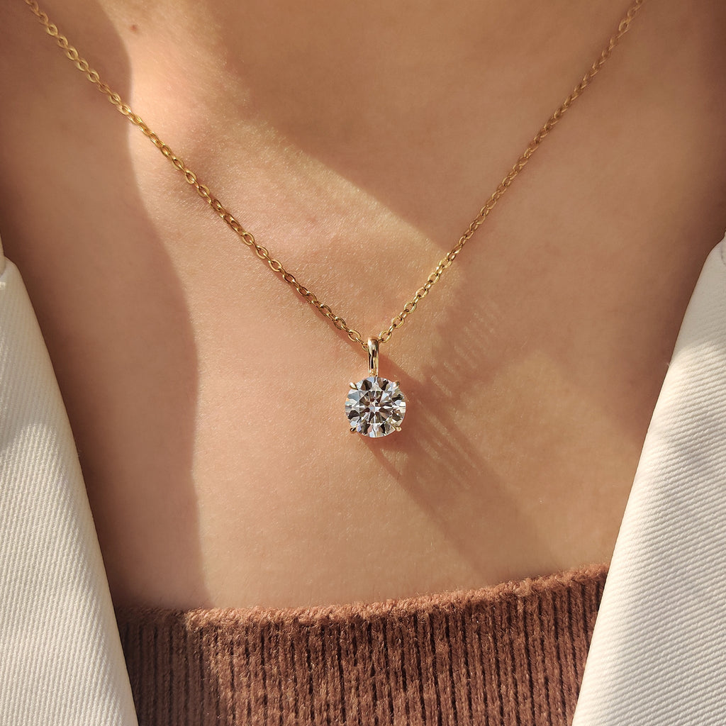 Round Diamond Pendant In Solitaire Setting
