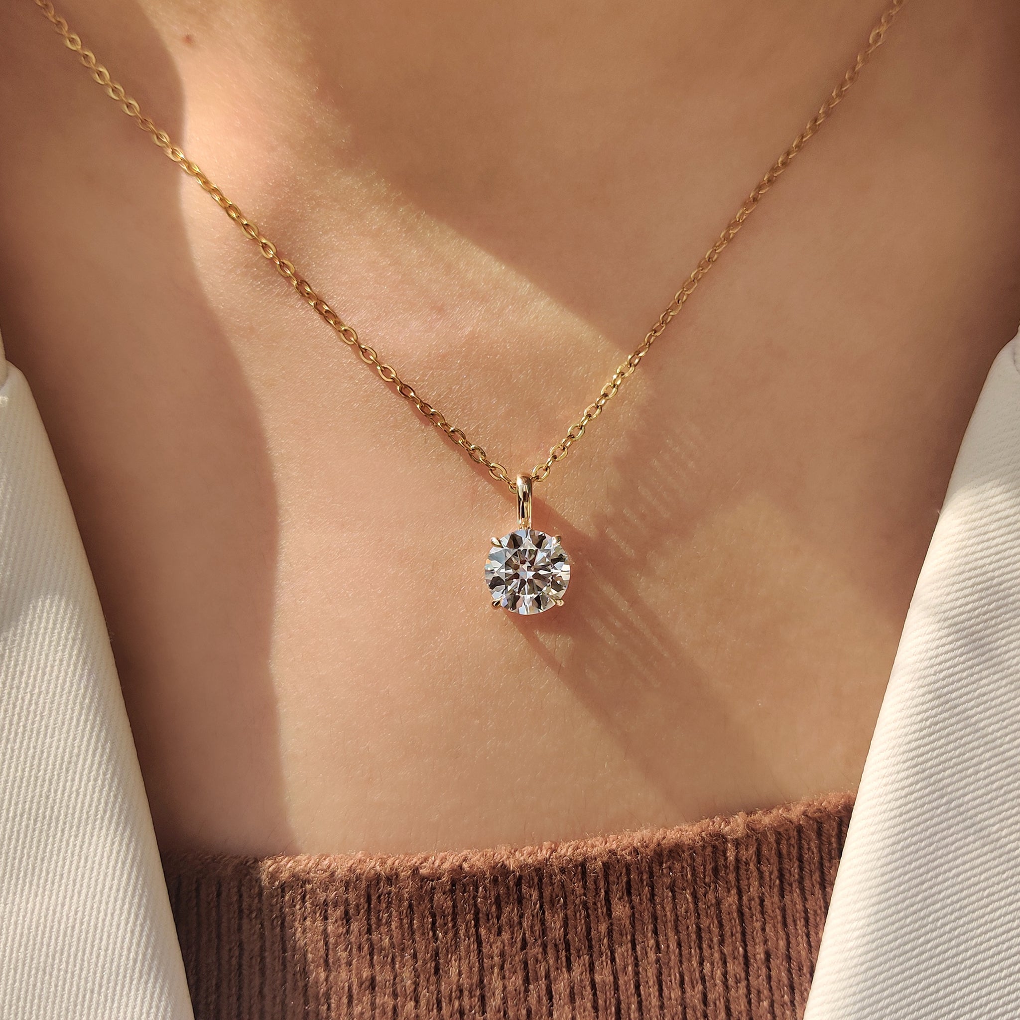 Round Diamond Pendant In Solitaire Setting