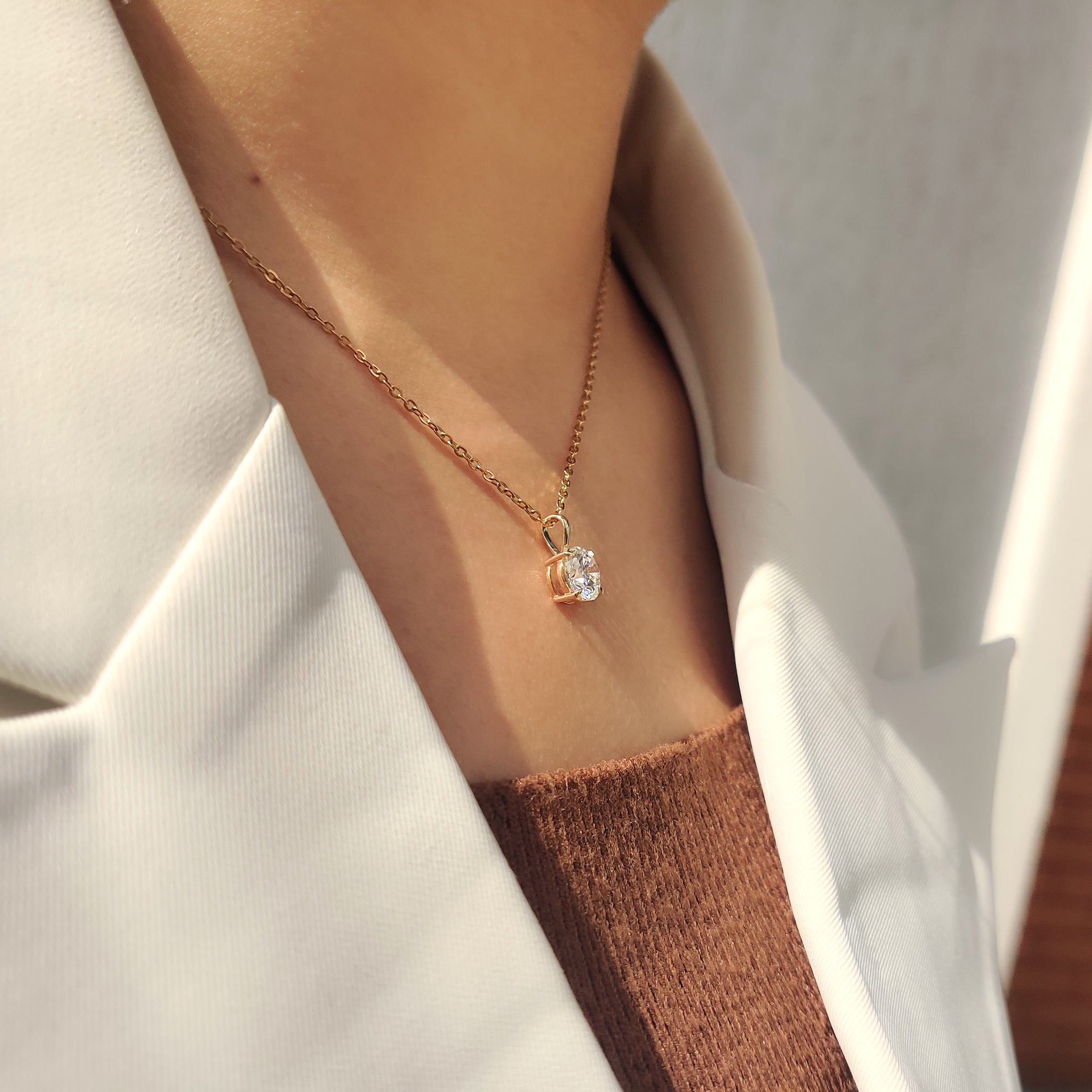 Round Diamond Pendant In Solitaire Setting
