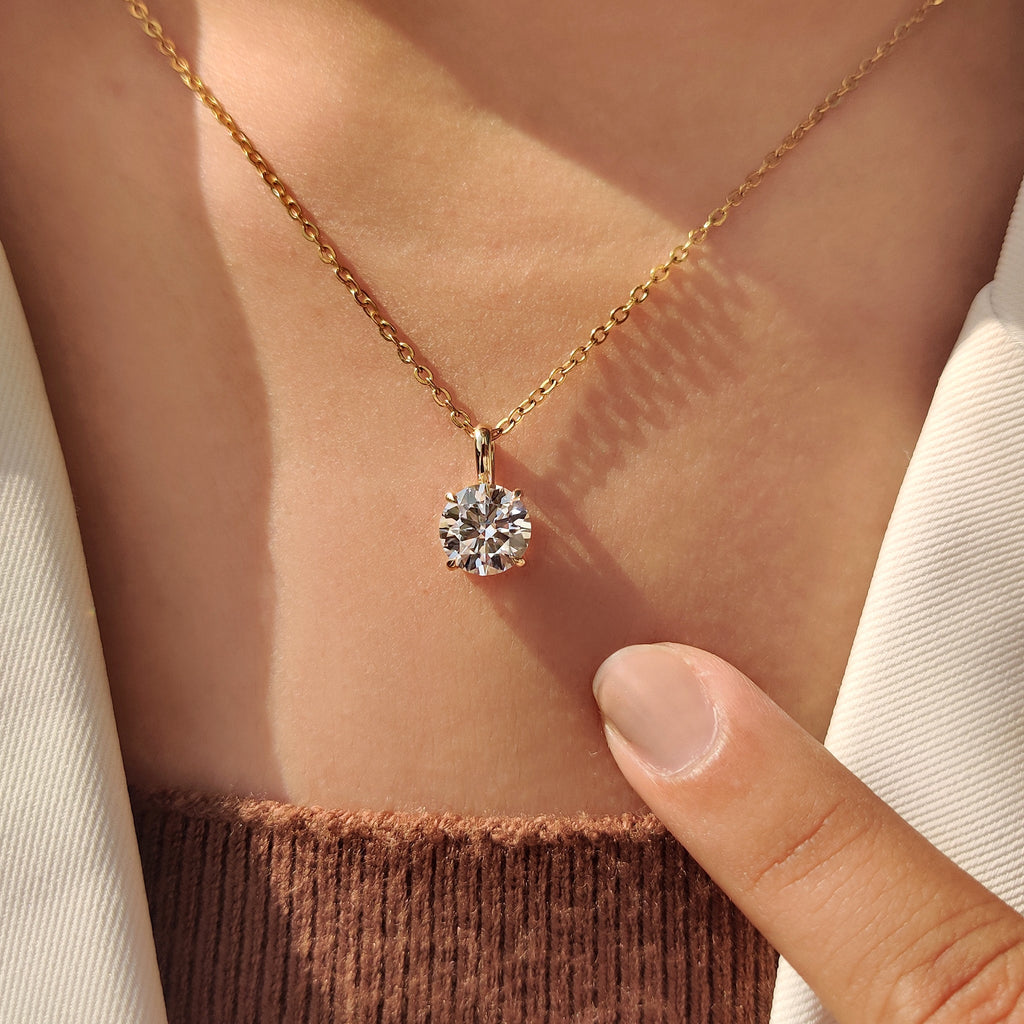 Round Diamond Pendant In Solitaire Setting