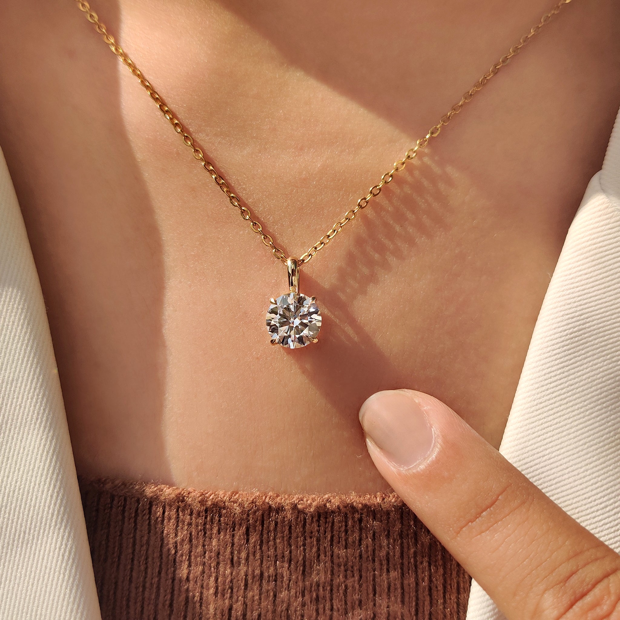 Round Diamond Pendant In Solitaire Setting