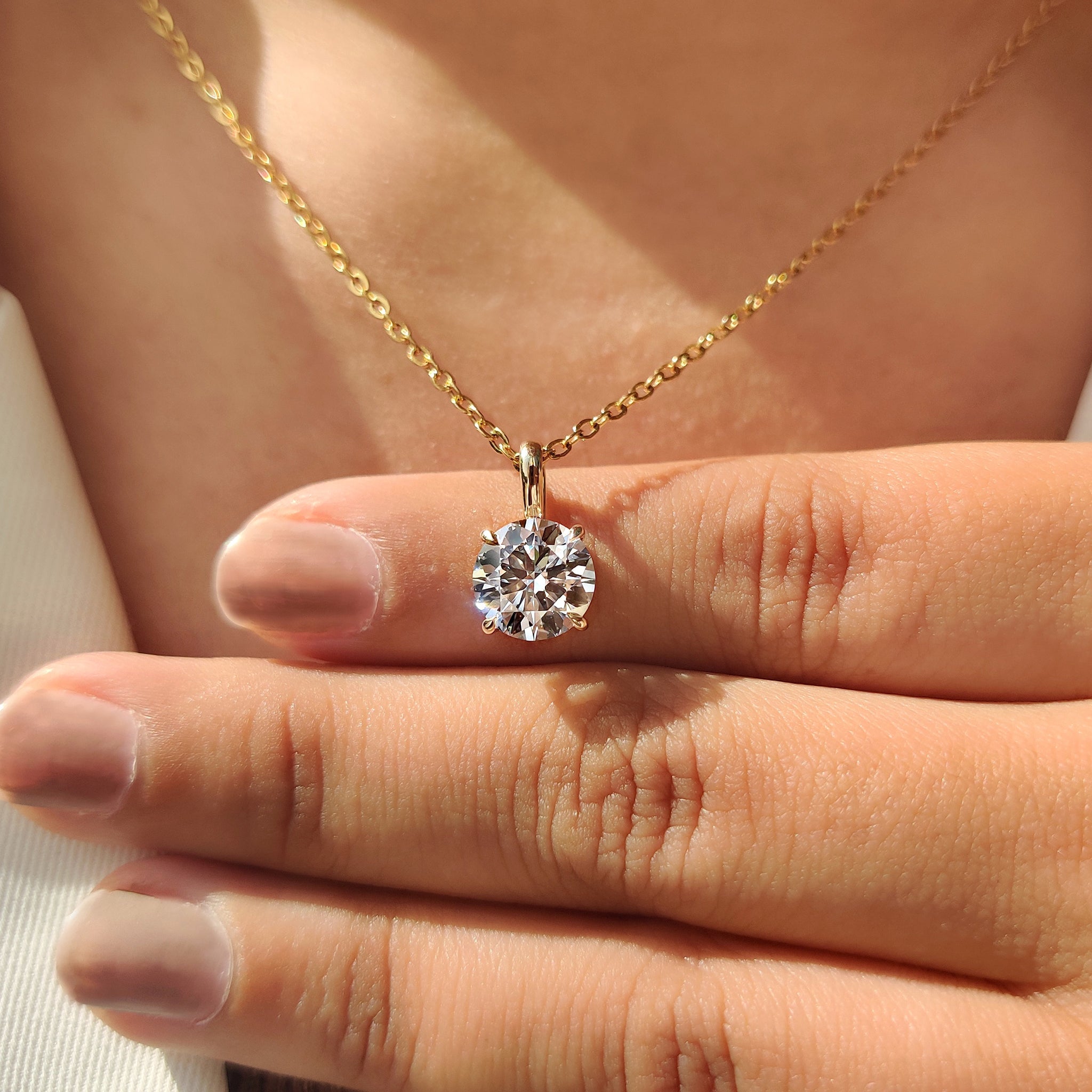 Round Diamond Pendant In Solitaire Setting