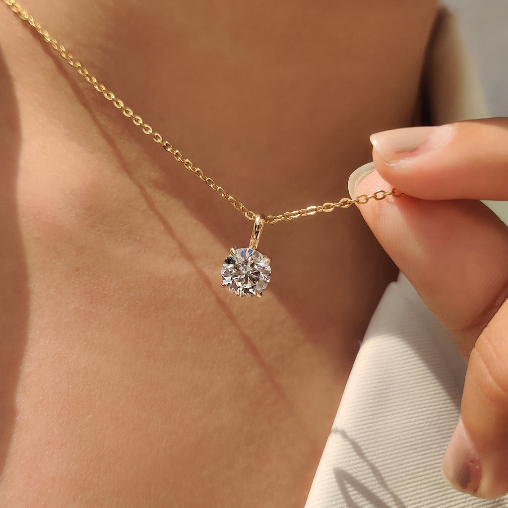 Round Diamond Pendant In Solitaire Setting