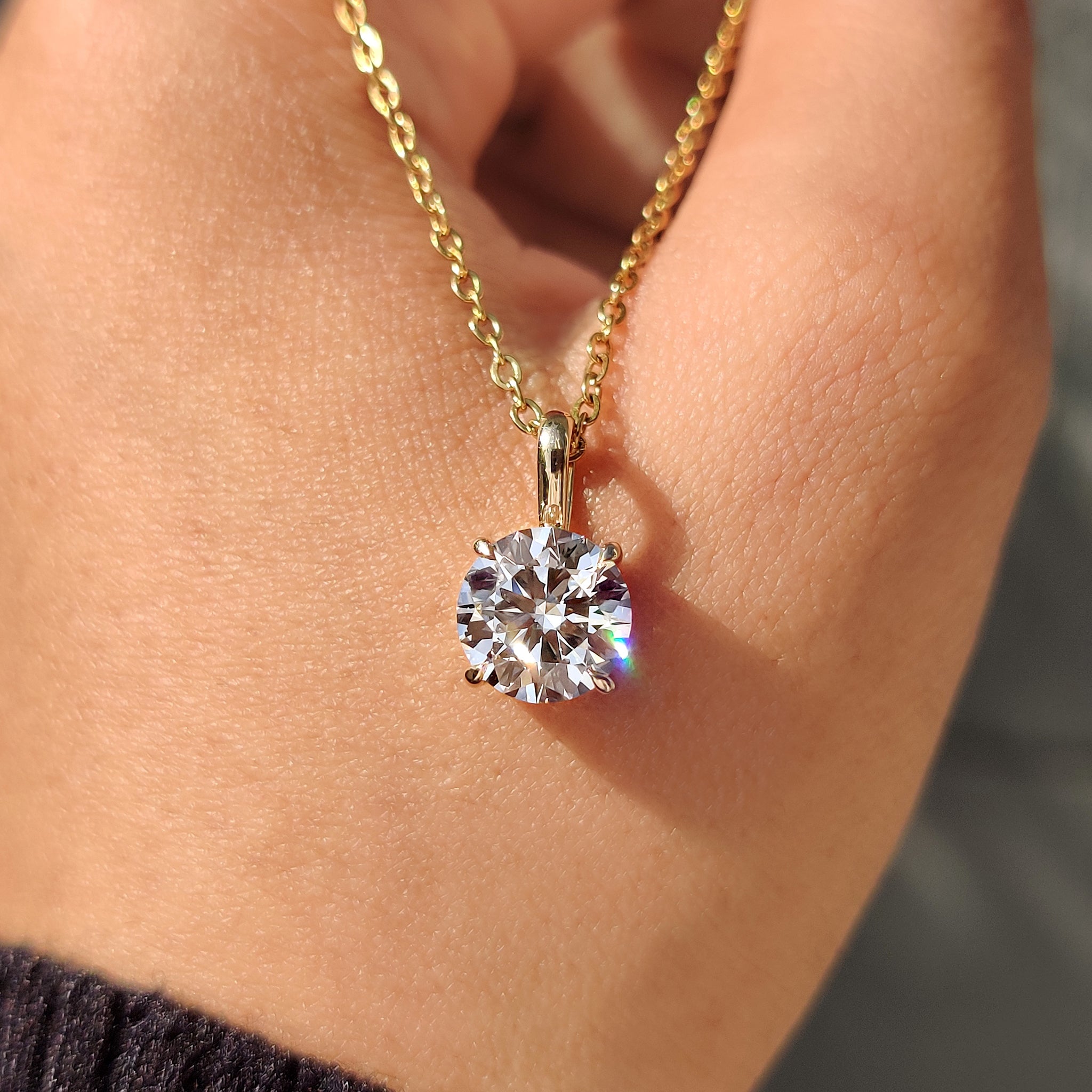 Round Diamond Pendant In Solitaire Setting