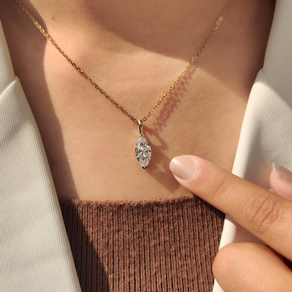 Solitaire Style Marquise Diamond Pendant