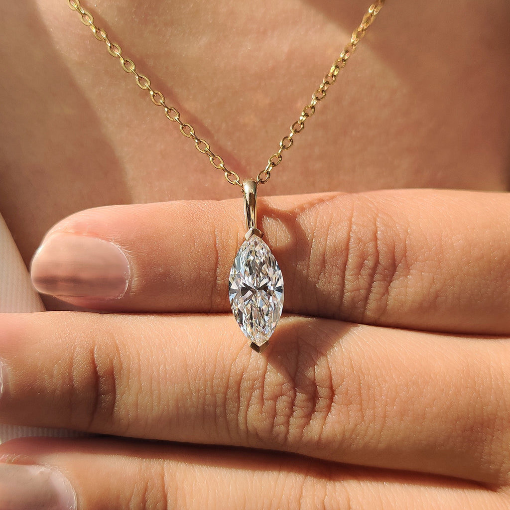 Solitaire Style Marquise Diamond Pendant