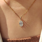 Oval Diamond Pendant With Four Claw prong
