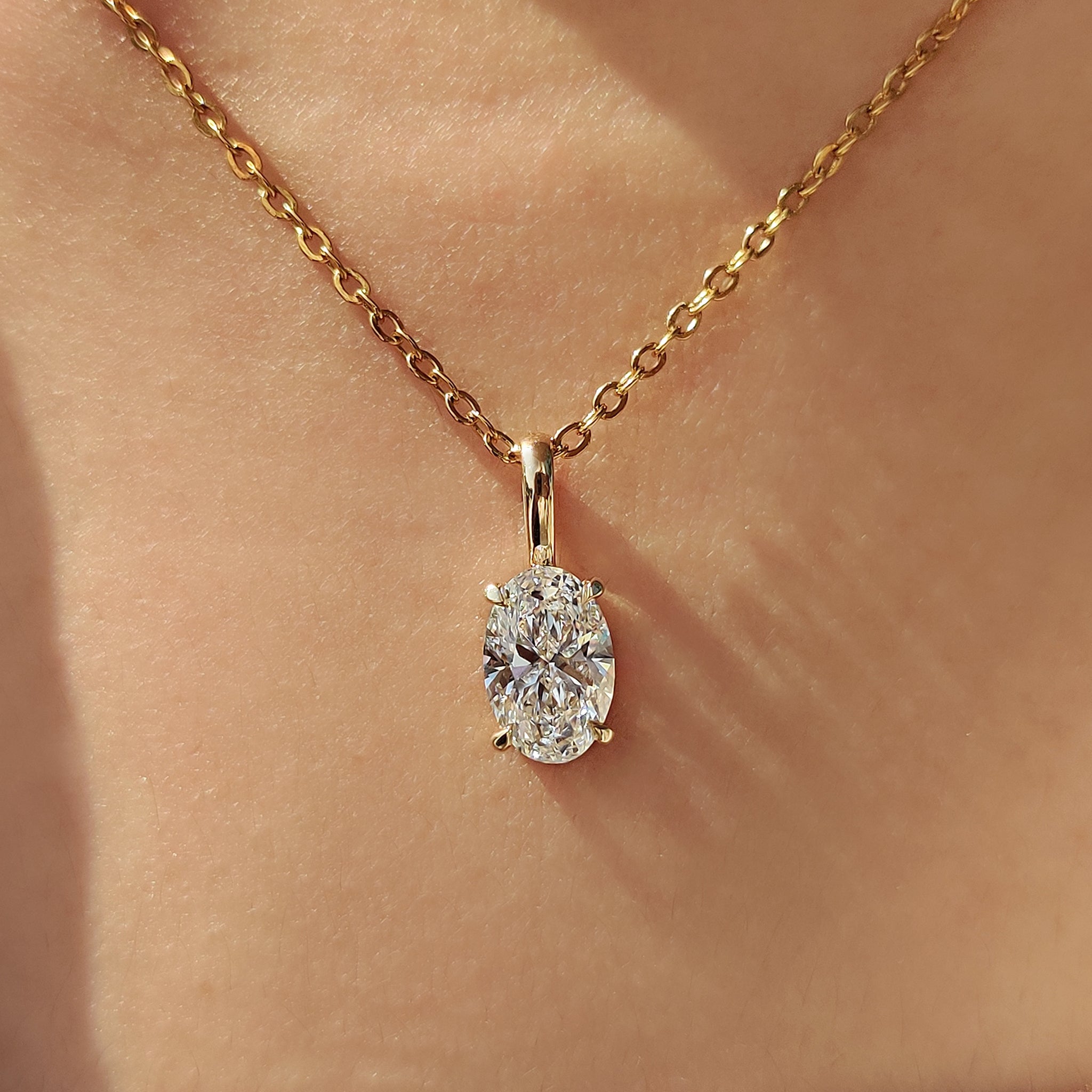 Oval Diamond Pendant With Four Claw prong Main image
