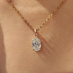 Oval Diamond Pendant With Four Claw prong