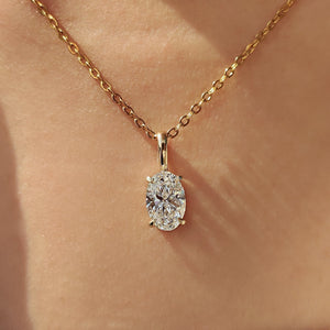 Oval Diamond Pendant With Four Claw prong