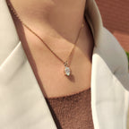 Oval Diamond Pendant With Four Claw prong