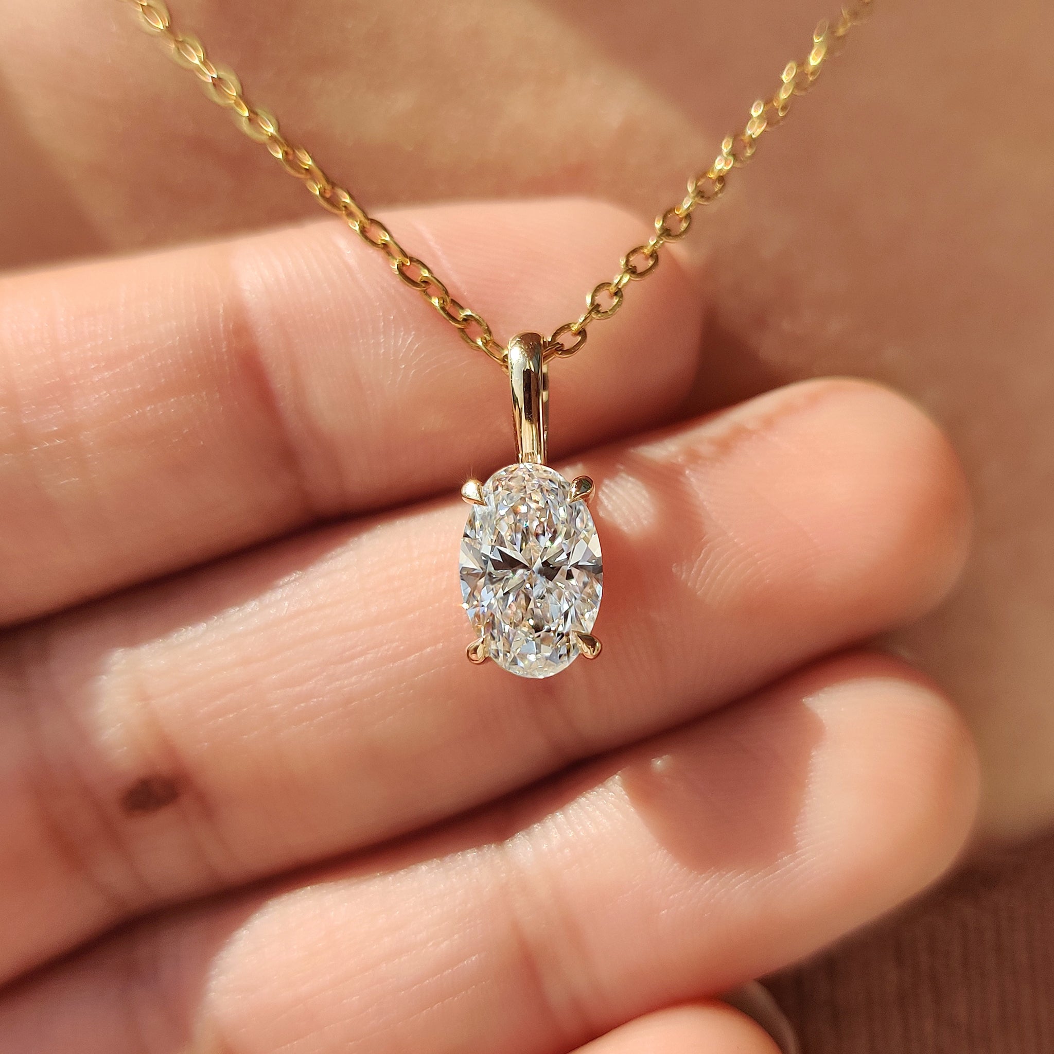 Oval Diamond Pendant With Four Claw prong Secondary image