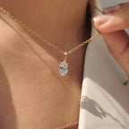 Oval Diamond Pendant With Four Claw prong