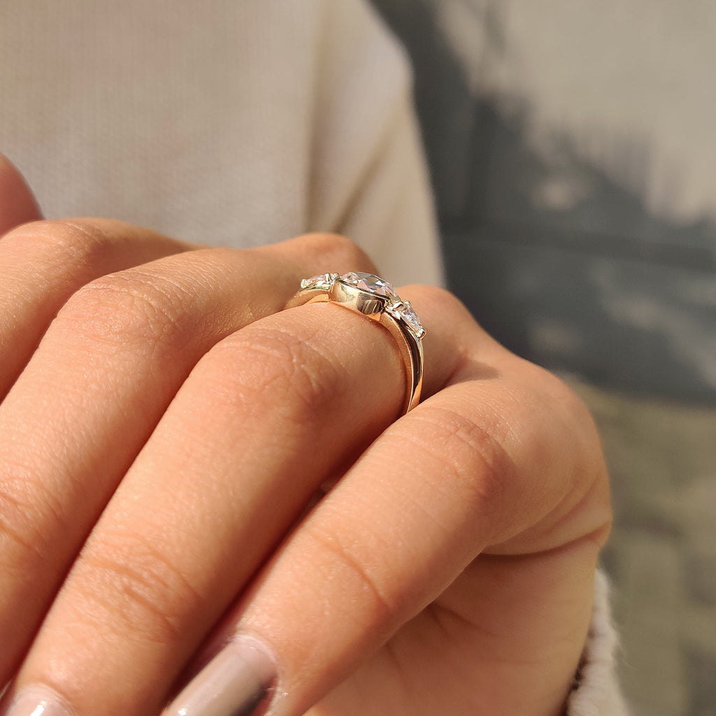 Round Rose Cut Bezel Setting Engagement Ring