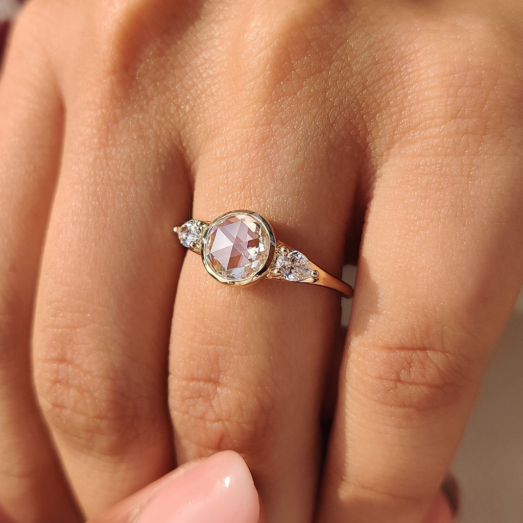 Round Rose Cut Bezel Setting Engagement Ring