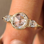 Round Rose Cut Bezel Setting Engagement Ring