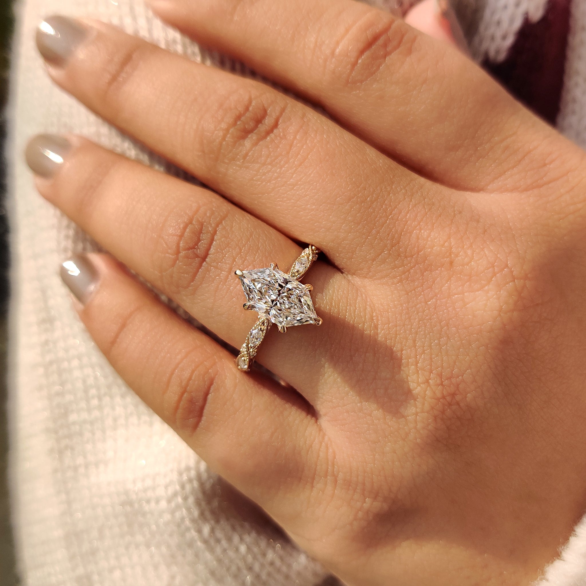 Dutch Marquise Vintage Diamond Engagement Ring