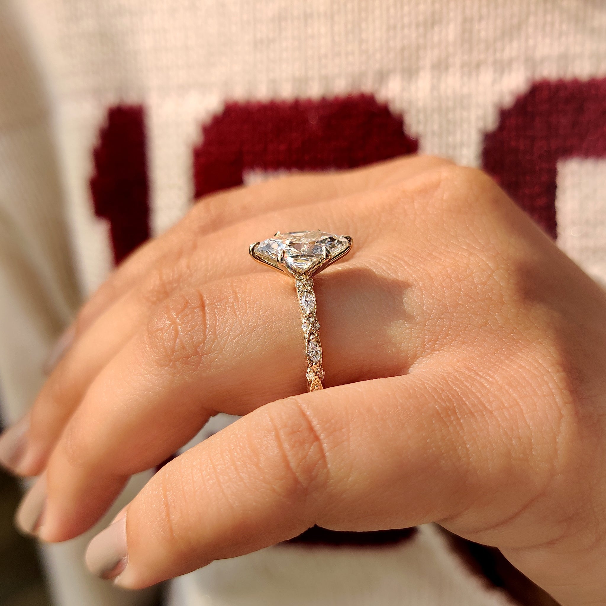 Dutch Marquise Vintage Diamond Engagement Ring