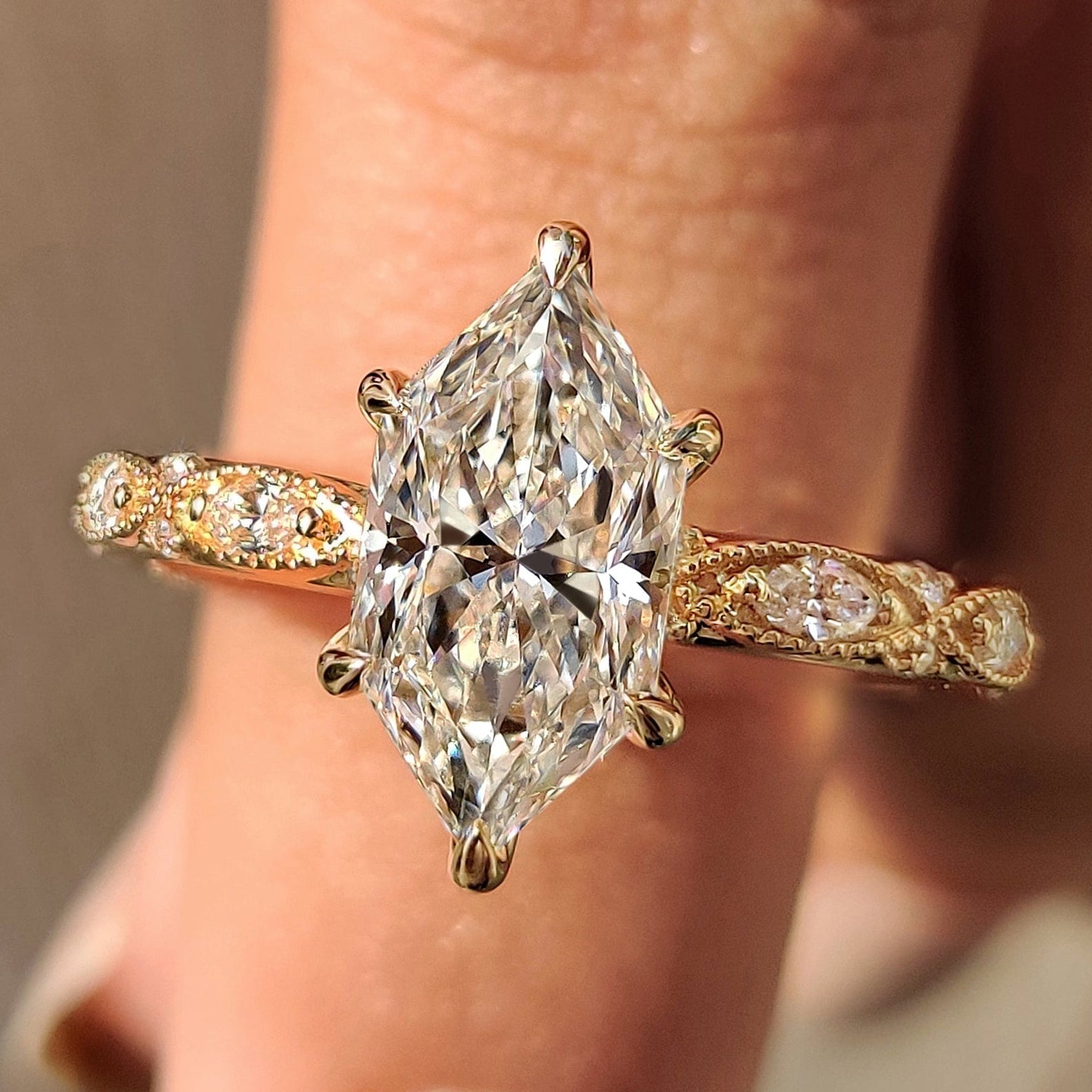 Dutch Marquise Vintage Diamond Engagement Ring