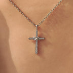 Classic Cross Round Diamond Pendant in Infinite style