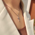 Classic Cross Round Diamond Pendant in Infinite style